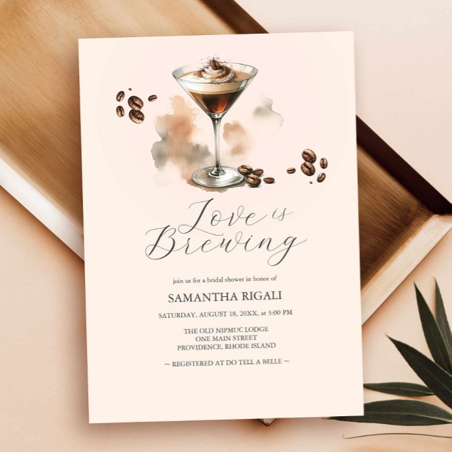 Invitación Coffee Bridal Shower Espresso Martini (Coffee bridal shower invitations espresso martini modern watercolor design)