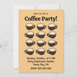 Invitación Coffee Cup Pattern Coffee Party