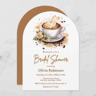 Invitación Coffee Floral Love is Brewing Bridal Shower