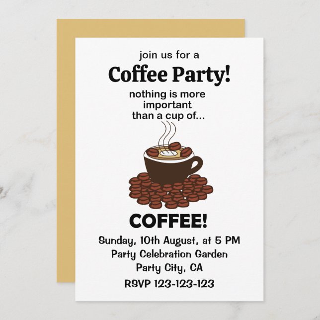 Invitación Coffee Funny Coffee Lover (Anverso / Reverso)