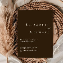 Invitación Coffee Minimalist Boho Elegant Script Wedding 