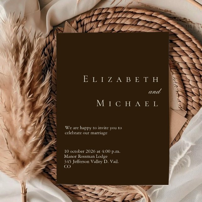 Invitación Coffee Minimalist Boho Elegant Script Wedding  (Subido por el creador)