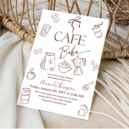 Invitación Coffee Theme Bow Cafe Bebe Brewing Baby Shower