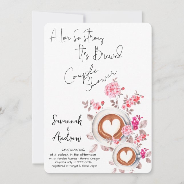 Invitación Coffee Themed Couple Shower Invitation (Anverso)
