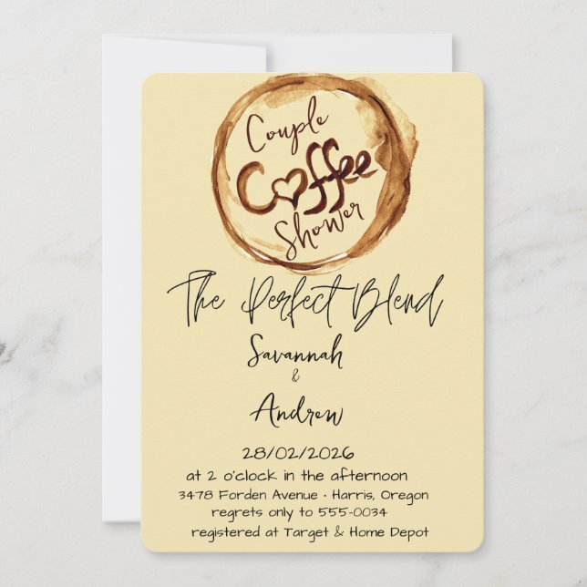 Invitación Coffee Themed Couple Shower Invitation (Anverso)