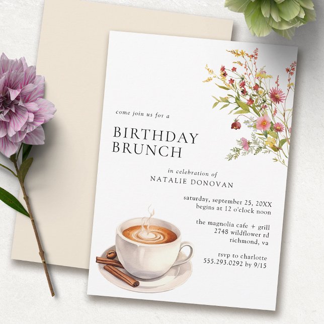 Invitación Coffee Wildflowers | Brunch de cumpleaños floral m (Subido por el creador)
