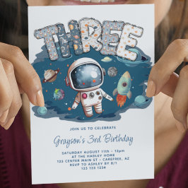 Invitación Cohete astronauta al aire libre tercer cumpleaños