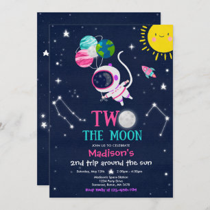 Invitación cohete astronauta Fiesta de segundo cumpleaños en