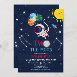 Invitación cohete astronauta Fiesta de segundo cumpleaños en