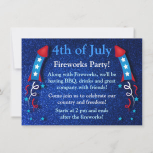 Invitación Cohetes de fuegos artificiales Purpurinoso 4 de ju