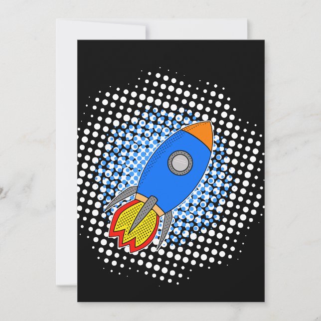 Invitación Cohetes personalizado En Galaxia De Media Tonos De (Anverso)