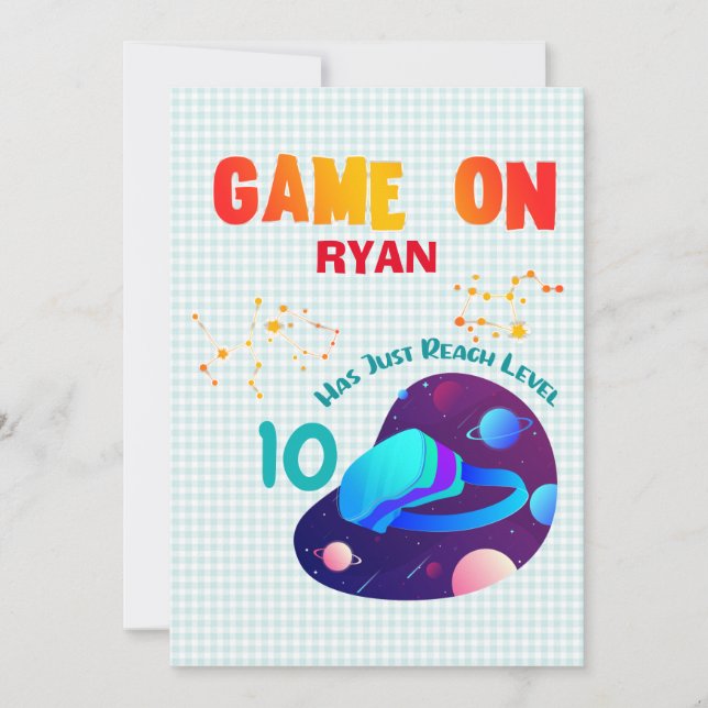 Invitación Coincidencia de grupo de Fiestas VR Birthday Boy G (Anverso)