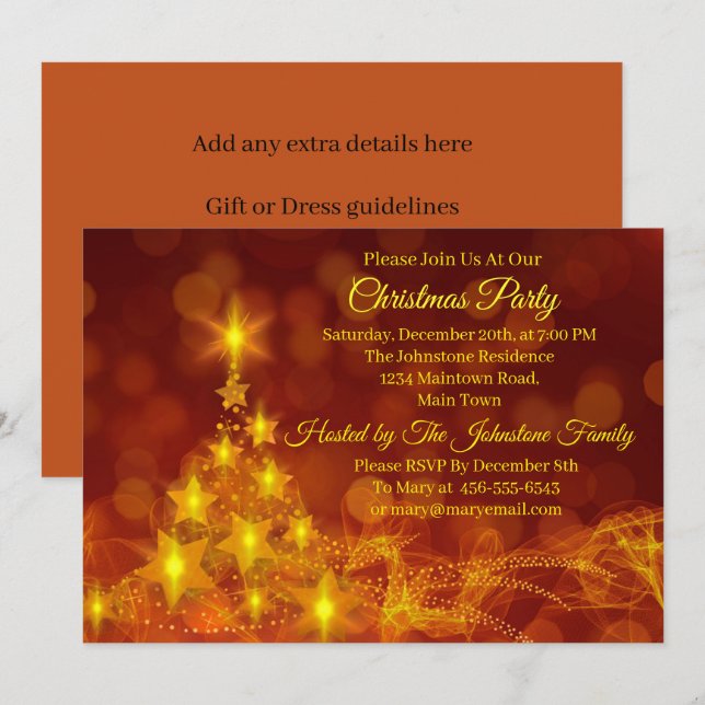 Invitación Coincidir con Set Gold Stars Cambiar Navidades de  (Anverso / Reverso)