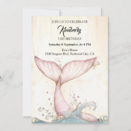 Invitación Cola de ballena rosa caprichosa