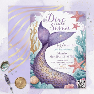 Invitación Cola de Sirena Caprichosa Sumérgete en el Quinto C