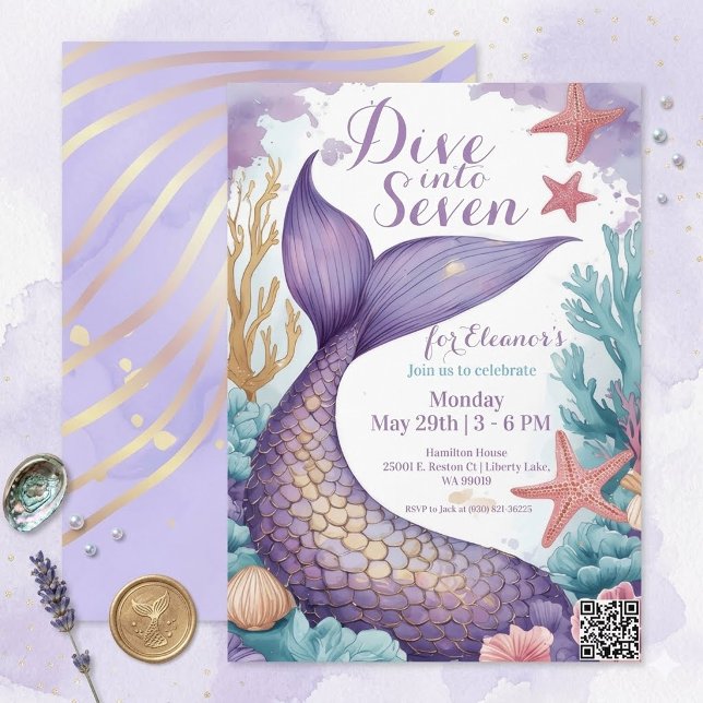 Invitación Cola de Sirena Caprichosa Sumérgete en el Quinto C (Subido por el creador)