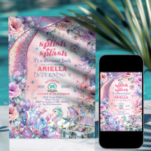 Cola de sirena con purpurina de flores Cumpleaños 