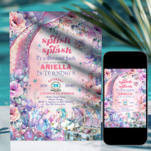 Cola de sirena con purpurina de flores Cumpleaños 