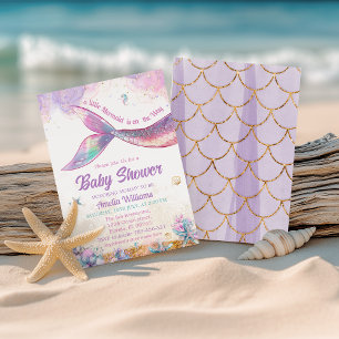 Invitación Cola de Sirena Pastel Bajo la Niña del Mar