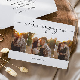 Invitación Colage de fotos de boda compromiso Simple Script 3