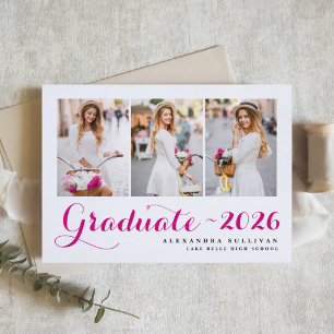 Invitación Colage de Fotos de la Clase Fuchsia 2026 Graduació