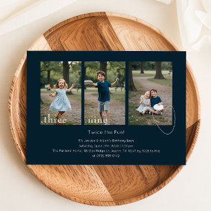 Invitación Colage de fotos de niños Cumpleaños conjunto de he