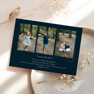 Invitación Colage de fotos de niños Cumpleaños conjunto de he