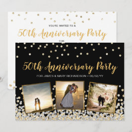 Invitación Colaje de fotos con confeti Fiesta de aniversario 