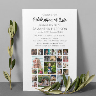 Invitación Colaje de Fotos Cuadradas Celebración de la Vida F