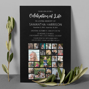 Invitación Colaje de Fotos Cuadradas Celebración de Vida Fune