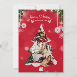 Invitación Colaje de Fotos de Árbol de Navidad Creativo Moder