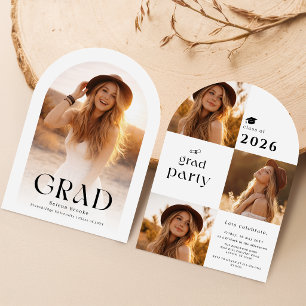 Invitación Colaje de Fotos de Arco Elegante Graduado Graduaci