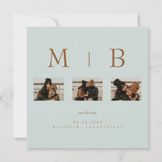 Invitación Colaje de Fotos de Boda con Código QR Sage Save th (Anverso)