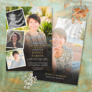 Invitación Colaje de Fotos de Funeral Moderno Celebración de 