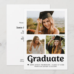 Invitación Colaje de fotos de graduación moderno y casual
