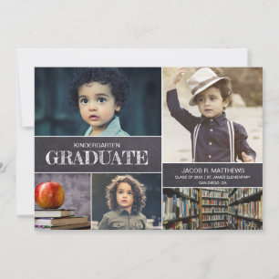 Invitación Colaje de Fotos de Graduado de Kinder Niño