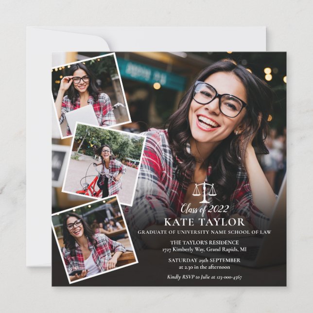 Invitación Colaje de fotos de la facultad de derecho Graduaci (Anverso)