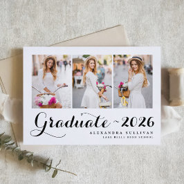 Invitación Colaje de fotos de la promoción negra de 2024 Grad