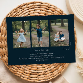 Invitación Colaje de fotos de niños con doble cumpleaños Fies