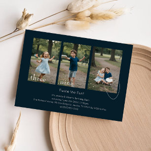 Invitación Colaje de fotos de niños con doble cumpleaños Fies