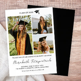 Invitación Colaje de Fotos en Blanco y Negro de Graduación