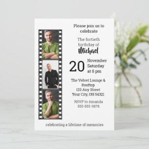 Invitación Colaje de Fotos en Tira de Película Cumpleaños Des
