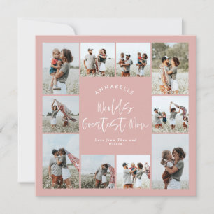 Invitación Colaje de fotos minimalista moderno elegante rosa 