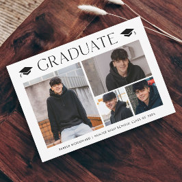 Invitación Colaje de Fotos Simple de Graduación