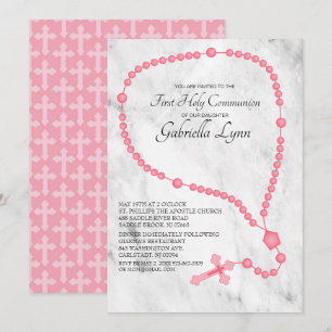 Invitación Colas de Rosario Rosado Primero Santa Comunión