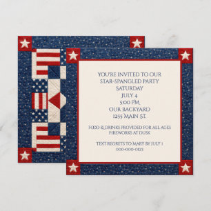 Invitación Colcha estrellada del 4 de julio