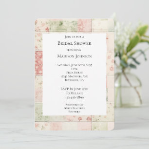 Invitación Colcha floral rosa menta de granja Regalo de ducha