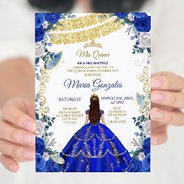 Invitación Colchones azules reales Chica mexicana 15 cumpleañ