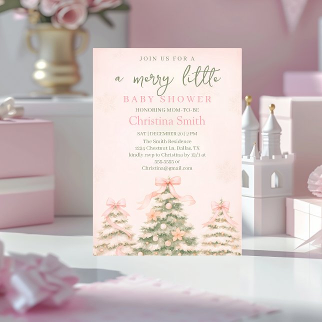 Invitación Cold Elegant A Pink Bow Coquette Baby Shower (Subido por el creador)