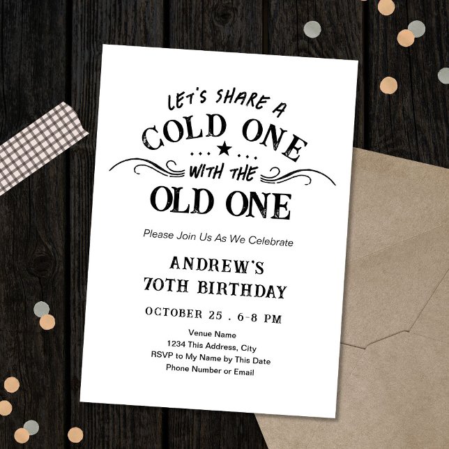 Invitación Cold One with the Old One Beer 70th Birthday (Subido por el creador)